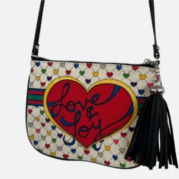 NWT Brighton Bag Holiday Love & Joy Crossbody Pouch Artsy Rainbow Hearts Purse - Picture 4 of 13